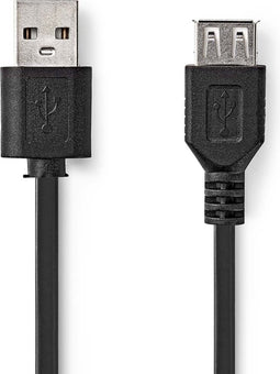 Nedis USB-Kabel - USB 2.0 - USB-A Male naar USB-A Female - 480 Mbps - 3.00 m - Zwart