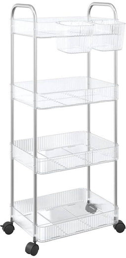 vidaXL - Opbergtrolley - 4-laags - 37x28x95 - cm - acryl - transparant
