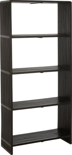 J-Line boekenkast 4 Schappen - gerecycleerd hout - zwart