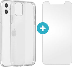 iMoshion Hoesje met screenprotector Geschikt voor iPhone 11 Hoesje met screenprotector - iMoshion Softcase Backcover + Glas Screenprotector smartphone - Transparant