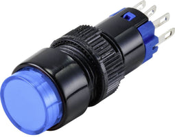 TRU COMPONENTS LAS2Y-11Z/B/12V Druktoets 250 V 3 A 1x uit/aan Continu Blauw IP40 1 stuk(s)