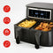 Bourgini Duo Heteluchtfriteuse 2 x 4.0L - Airfryer XXL - 2 laden met synchronisatie functie - Touchscreen - 8L - 2600W - Zwart