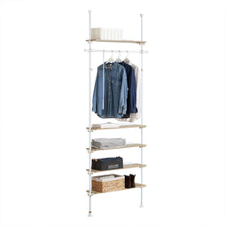 SoBuy KLS15-WN Telescopisch Kledingrek - Verstelbaar - 5 Planken - 1 Stang - L 97 x H (193-262) cm -