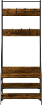 vidaXL - Kledingrek - met - schoenenrek - 72x34x184 - cm - gerookt - eikenkleurig