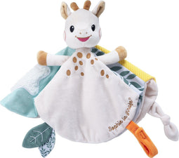 Sophie de Giraf - Knuffeldoekje met Speenbevestiging - Zacht en sensorisch - Geel/beige/oranje/bruin/blauw