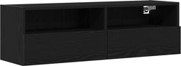 vidaXL - TV - Wandkast - Zwart - Eiken - 100x30x30 - cm - Gelaagd - Hout