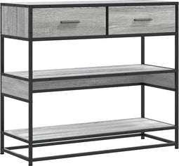 vidaXL - Wandtafel - 90x35x80 - cm - bewerkt - hout - grijs - sonoma - eikenkleurig