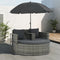 vidaXL - Tuinbank - 2-zits - met - kussens - en - parasol - poly - rattan - grijs