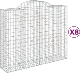 vidaXL - Schanskorven - 8 - st - gewelfd - 200x50x160/180 - cm - ijzer