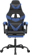 vidaXL - Gamestoel - draaibaar - met - voetensteun - kunstleer - zwart - en - blauw