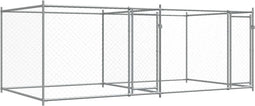 vidaXL - Hondenhok - met - deuren - 4x2x1,5 - m - gegalvaniseerd - staal - grijs