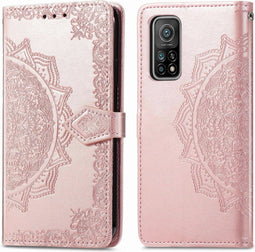 iMoshion Hoesje Geschikt voor Xiaomi Mi 10T Pro / Mi 10T Hoesje Met Pasjeshouder - iMoshion Mandala Bookcase - Rosé Goud