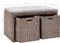 vidaXL - Bankje - met - 2 - manden - 71x40x42 - cm - zeegras - grijs