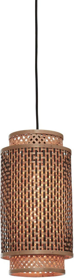 GOOD&MOJO Hanglamp Bhutan - Bamboe/Zwart - Ø18x35cm - - Hanglampen Eetkamer, Slaapkamer, Woonkamer