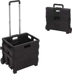 Synx Tools Opvouwbare Krat Op Wielen Boodschappentrolley Max 25 kg - Vouwkrat 40L - inklapbare trolley Boodschappentassen Met Handgreep - Opbergkrat - Boodschappenmand 2 wielen- Opvouwbaar - Trolley - Zwart