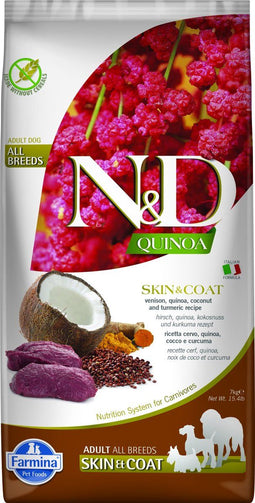 N&D Quinoa hondenvoeding Skin & Coat medium/maxi Hert 7 kg