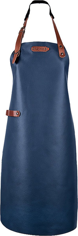 Xapron - Bovine Schort met Nekband Medium Leer - Leer - Blauw -