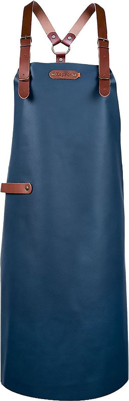 Xapron - Bovine Schort met Schouderbanden Large Leer - Leer - Blauw -