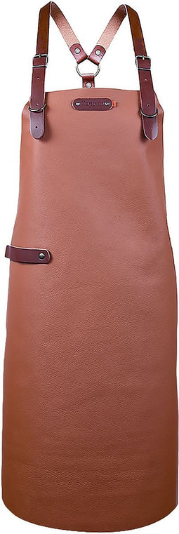 Xapron - Bovine Schort met Schouderbanden XL Leer - Leer - Bruin -