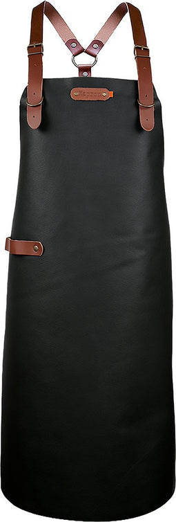 Xapron leren schort Bovine Black met schouderbanden - XL (lengte 89 cm/ Breedte 70 cm)