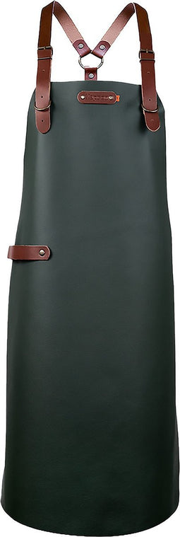 Xapron leren schort Bovine Dark Green met schouderbanden - XL (lengte 89 cm/ Breedte 70 cm)