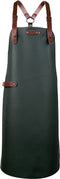 Xapron leren schort Bovine Dark Green met schouderbanden - XL (lengte 89 cm/ Breedte 70 cm)