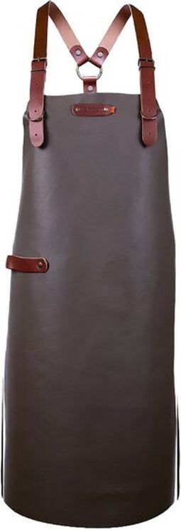 Xapron leren schort Bovine Taupe met schouderbanden - XL (lengte 89 cm/ Breedte 70 cm)