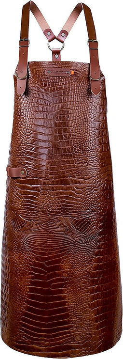 Xapron - New York Caiman Schort met Schouderbanden XL Leer - Leer - Bruin -