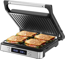 Olvy Tosti Apparaat XL - Panini - Timerfunctie - Temperatuurregeling - Voor 4 Tosti's - Croque Monsi