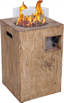 Xaralyn Column 40W gas-buitenhaard - houtlook - Inclusief afdekhoes, rode lavastenen, gasslang en gasdrukregelaar.
