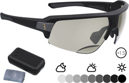 BBB Cycling Impulse PH Reader - Fietsbril op Sterkte +1.5 - Fotochromatische Glazen - Mat Zwart