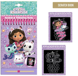 Gabby’s Dollhouse Kraskaarten & Kleurplaten Set – 14x21 cm – 14 Afbeeldingen + Kraspen – Creatief Plezier voor Kinderen