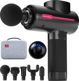 Northwall Massage Gun Professioneel PRO - Massage Pistool Inclusief Koffer en 5 Opzetstukken - Krachtig en Draadloos Sport en Relax Massage Apparaat