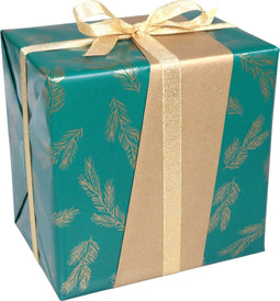 Cadeaupapier | 50cm | 100m | 80gr/m² | Dennentakjes | groen/goud