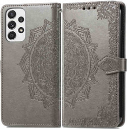iMoshion Hoesje Geschikt voor Samsung Galaxy A53 Hoesje Met Pasjeshouder - iMoshion Mandala Bookcase - Grijs