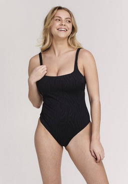 SHIWI Renée - Dames Badpak - Verwijderbare padding zebra patroon - Zwart