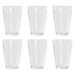 6x Stuks transparante waterglazen/drinkglazen streep relief 300 ml van glas - Keuken/servies basics