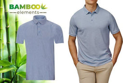 Bamboo Elements - Heren Piqué Polo - Korte Mouwen - Licht Blauw L