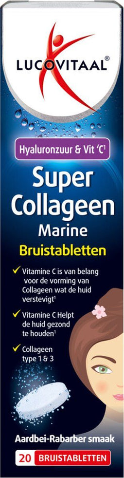 Lucovitaal Collageen Marine - Bruistabletten - Vitamine C - Aardbei-Rabarber smaak (20 bruistabletten)