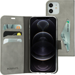 Mobiparts iPhone 12/12 Pro - Classic Wallet Case - Ruimte voor pasjes - Granite Grey