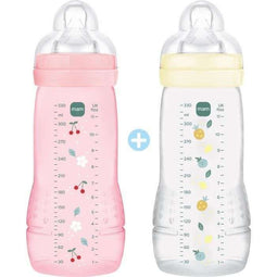 MAM BABY - Easy Active - Flessen met X-flow speen - Berry + Pearl (2 stuks)