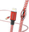 Hama Reflective - USB-A naar Lightning Kabel - Gevlochten nylon - 2,4A - 150cm - Rood