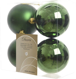 3 stuks Kerstbal plastic glans-mat diameter 10cm Dennen groen KSD
