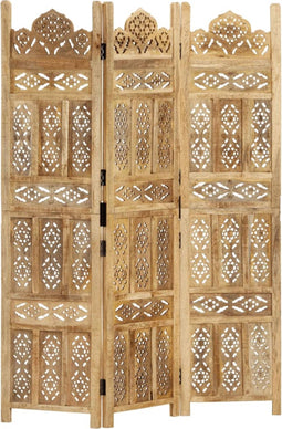 vidaXL - Kamerscherm - 3 - panelen - handgesneden - 120x165 - cm - massief - mangohout