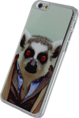 Xccess Hoesje geschikt voor Apple iPhone 6 Telefoonhoesje Aluminium | Xccess Metal Plate Backcover | iPhone 6 Case | Back Cover - Funny Lemur | Wit