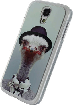Xccess Hoesje geschikt voor Samsung Galaxy S4 Telefoonhoesje Aluminium | Xccess Metal Plate Backcover | Galaxy S4 Case | Back Cover - Funny Ostrich | Wit