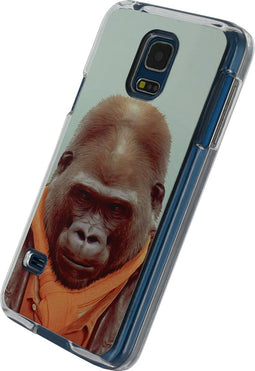 Xccess Hoesje geschikt voor Samsung Galaxy S5 Mini Telefoonhoesje Aluminium | Xccess Metal Plate Backcover | Galaxy S5 Mini Case | Back Cover - Funny Gorilla | Wit