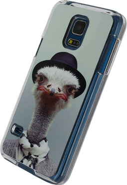 Xccess Hoesje geschikt voor Samsung Galaxy S5 Mini Telefoonhoesje Aluminium | Xccess Metal Plate Backcover | Galaxy S5 Mini Case | Back Cover - Funny Ostrich | Wit
