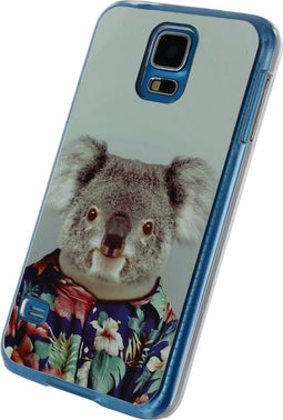 Xccess Hoesje geschikt voor Samsung Galaxy S5 Telefoonhoesje Aluminium | Xccess Metal Plate Backcover | Galaxy S5 Case | Back Cover - Funny Koala | Wit