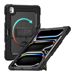 Xccess Tablethoes geschikt voor Apple iPad Air 13 Inch (2024) Hardcase Backcover | Xccess Survivor All-round + Schouderband | Schokbestendig iPad Air 13 Inch (2024) Telefoonhoesje | Anti Shock Proof + Standaard - Zwart